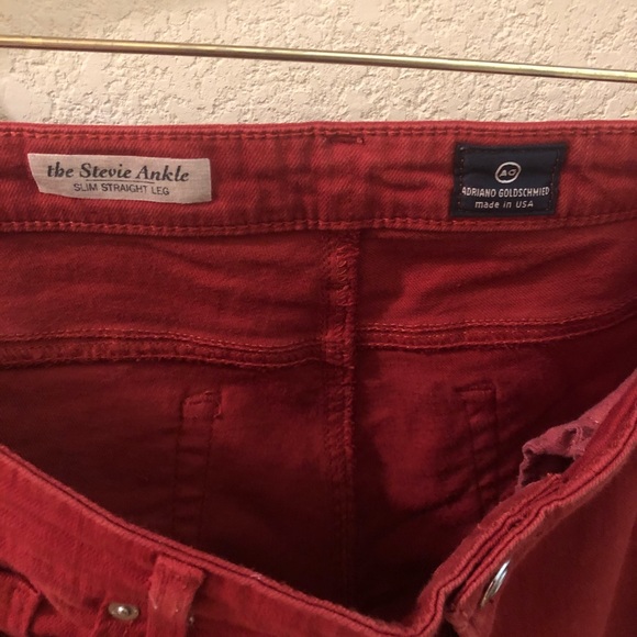 AG | Rusty Red Stevie Ankle Slim Straight Jeans 31 - Picture 6 of 8